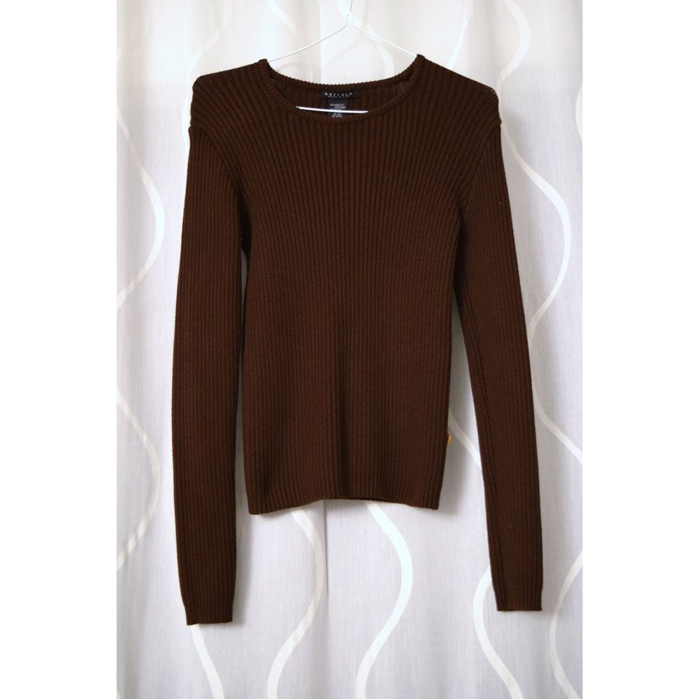 BUFFALO DAVID BITTON Brown Ribbed Knit Sweater | Size S